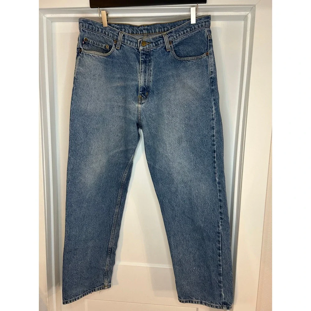 Polo Jeans Co Ralph Lauren Mens 38x30 Relaxed Fit Distressed Blue Denim Jeans